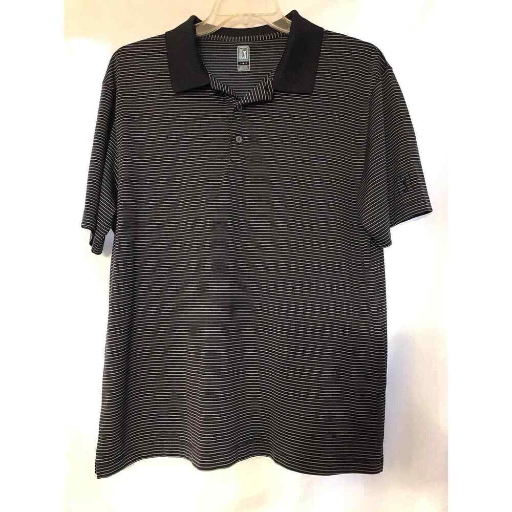 PGA Tour Polo Shirt Men's Large Navy Stripe Golf Father Brother Golfer